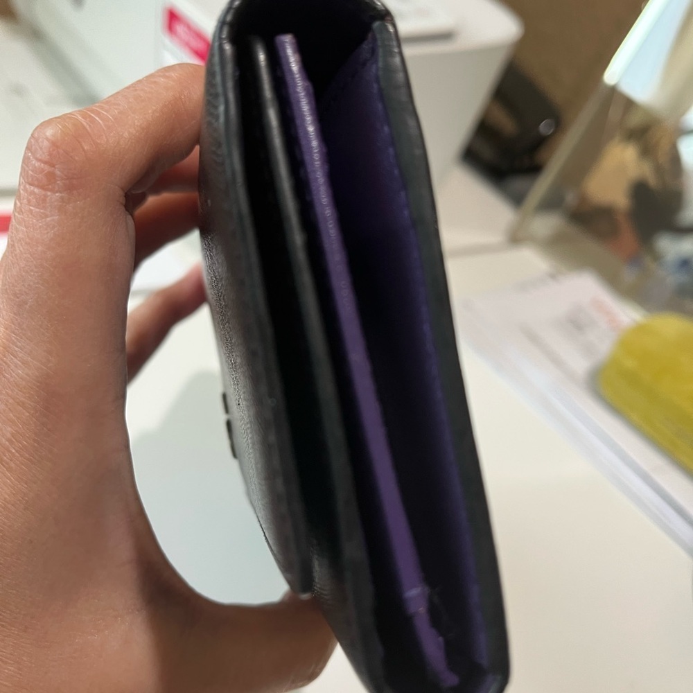 MCM BLACK/PURPLE LONG SAFFIANO TRIFOLD WALLET - Picture 4 of 11